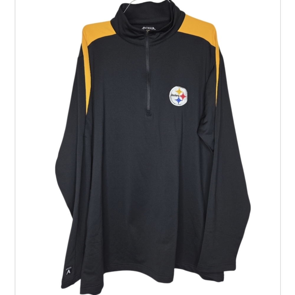 Pittsburgh Steelers Antiqua Quarter Zip Long Sleeve Pullover Size XL